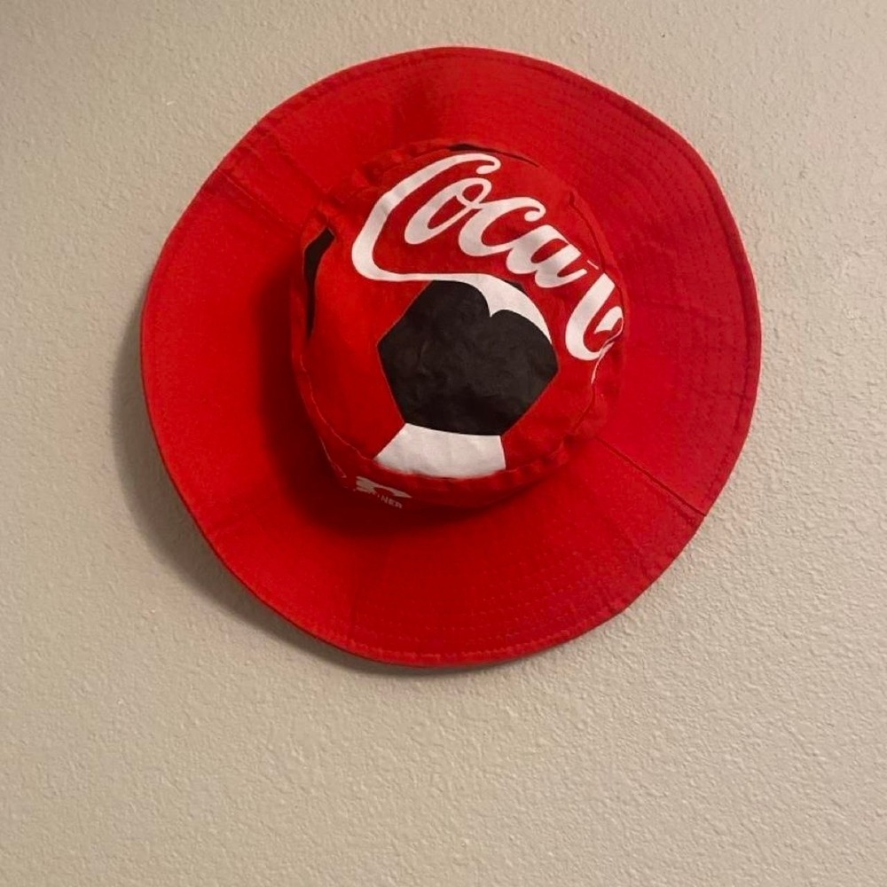 Coca-Cola Soccer Bucket Hat Red Worldwide Partner Sun Hat Adult One Size